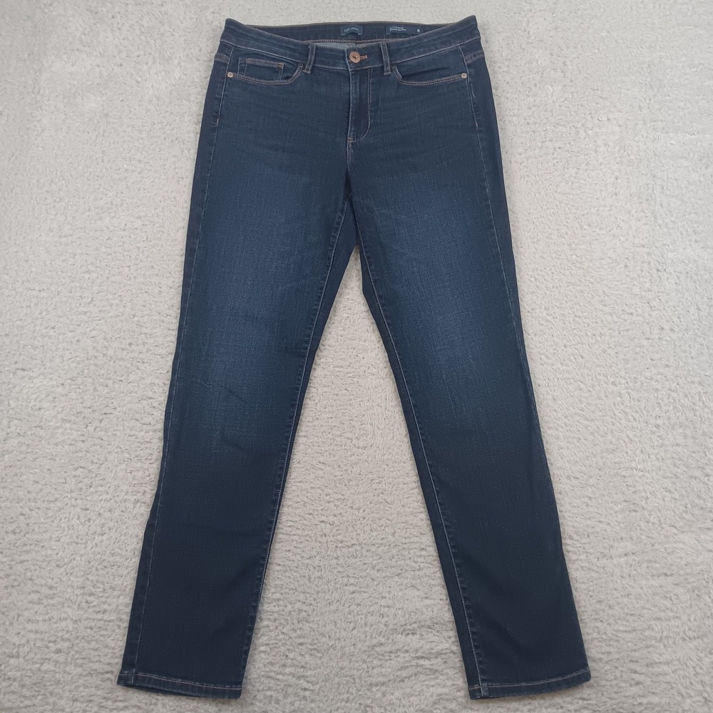 J.Jill Denim Boyfriend Straight Leg Ankle Jean Womens 8 Dark Indigo Blue RN97641